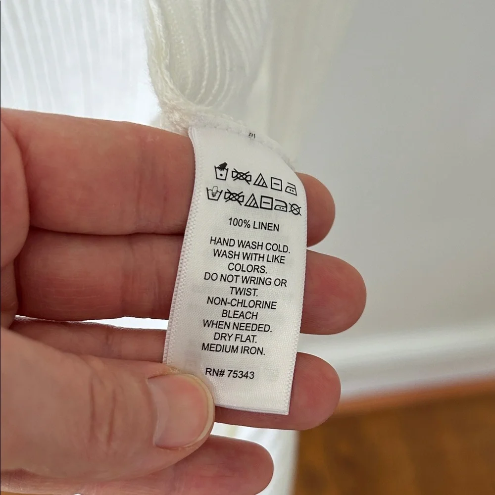 Tahari Sweater Women’s M White Linen Open Front Duster Romantic Feminine - Picture 7 of 16